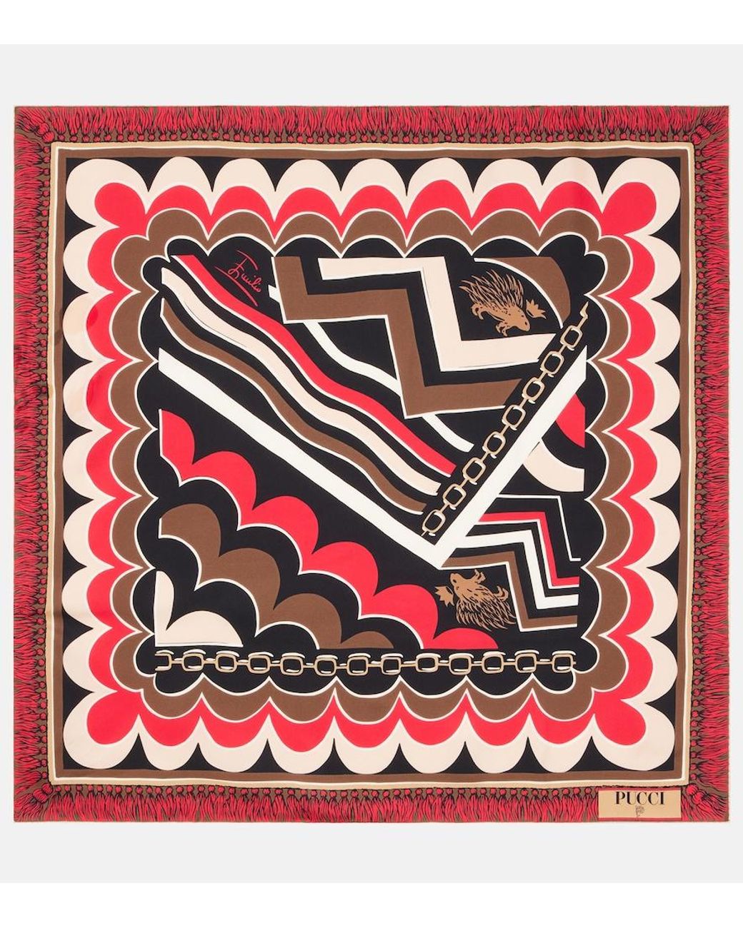 Emilio Pucci Red Printed Silk Twill Scarf