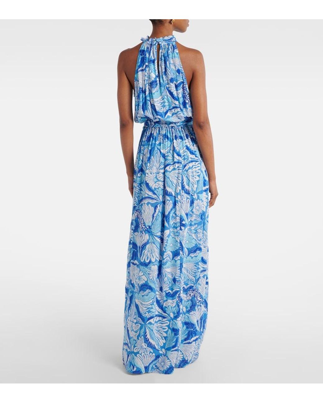 Poupette Blue Bianca Printed Maxi Dress