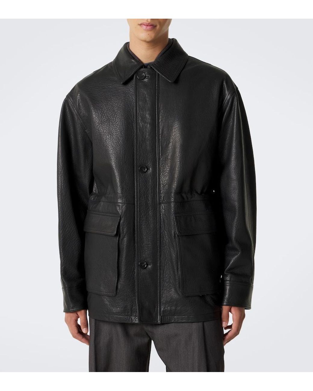 Arma Black Mavis Leather Jacket for men