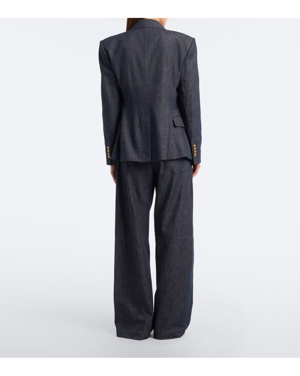 Brunello Cucinelli Blue Monili Pleated Wide-Leg Jeans