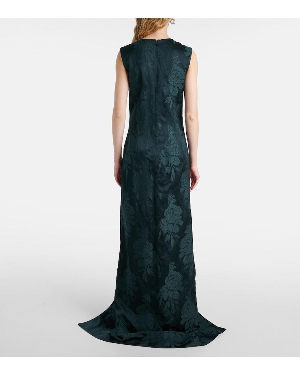 Dries Van Noten Blue Floral Jacquard Gown