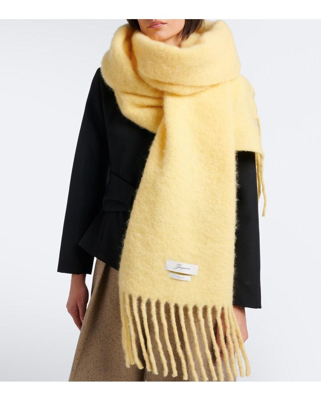 Jacquemus Yellow Carro Alpaca, Mohair, And Wool-Blend Scarf