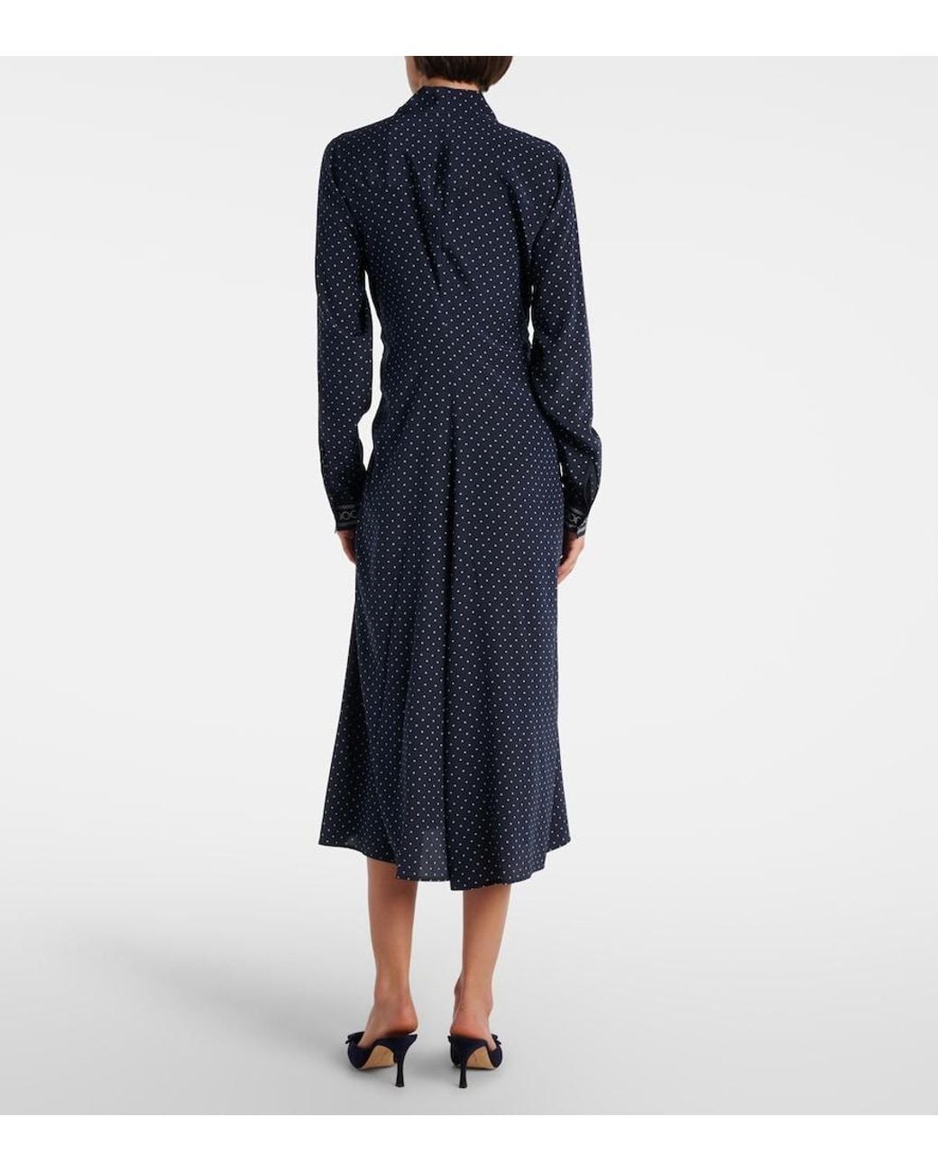 Veronica Beard Blue Lex Polka-Dot Silk-Blend Shirt Dress