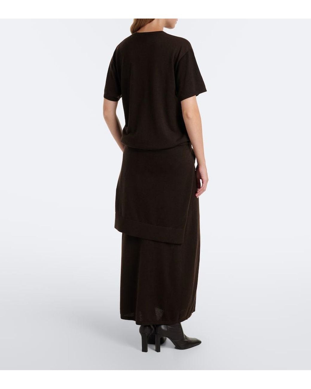 Totême  Black Knitted Midi Skirt