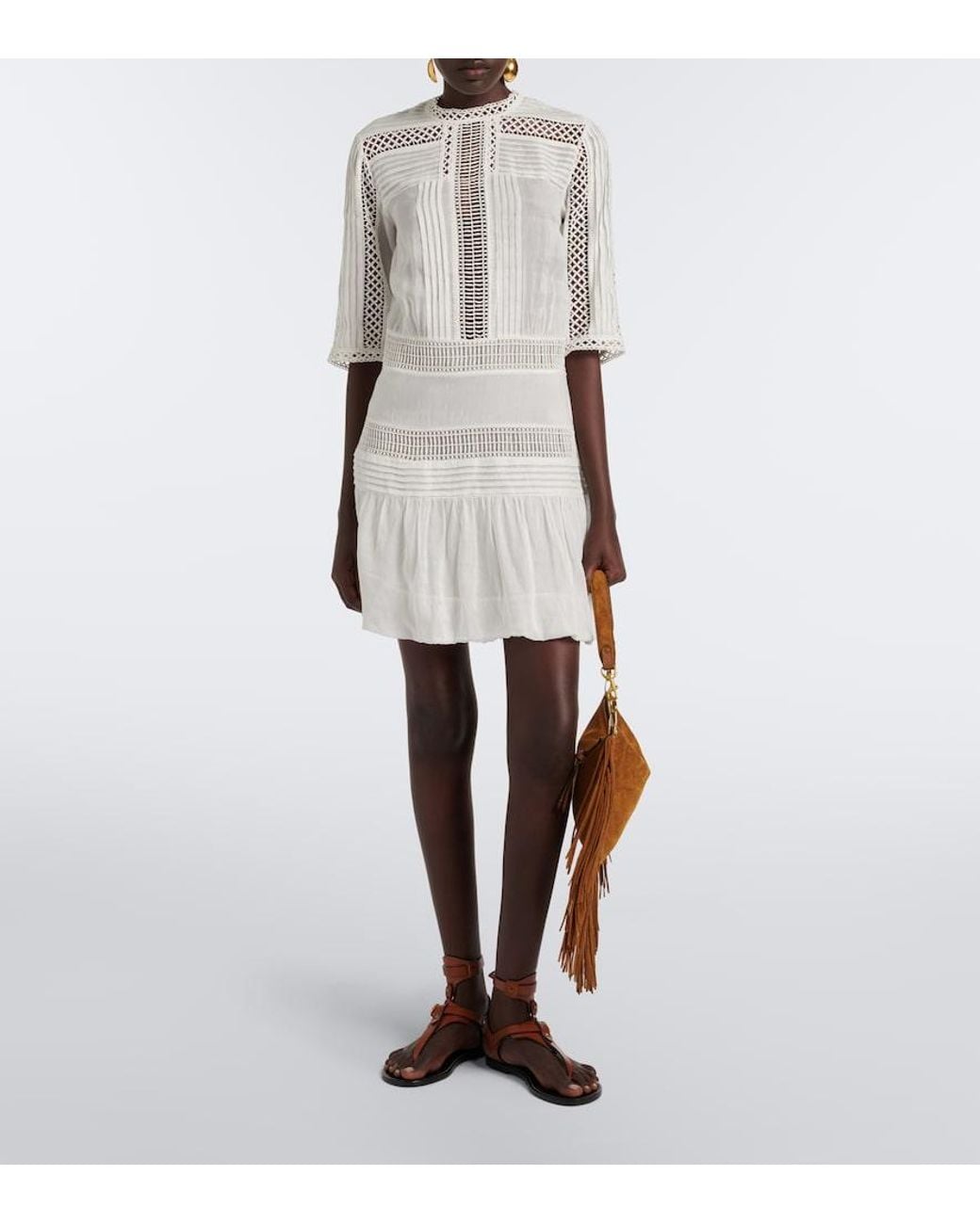 Isabel Marant White Paige Open-Knit Minidress