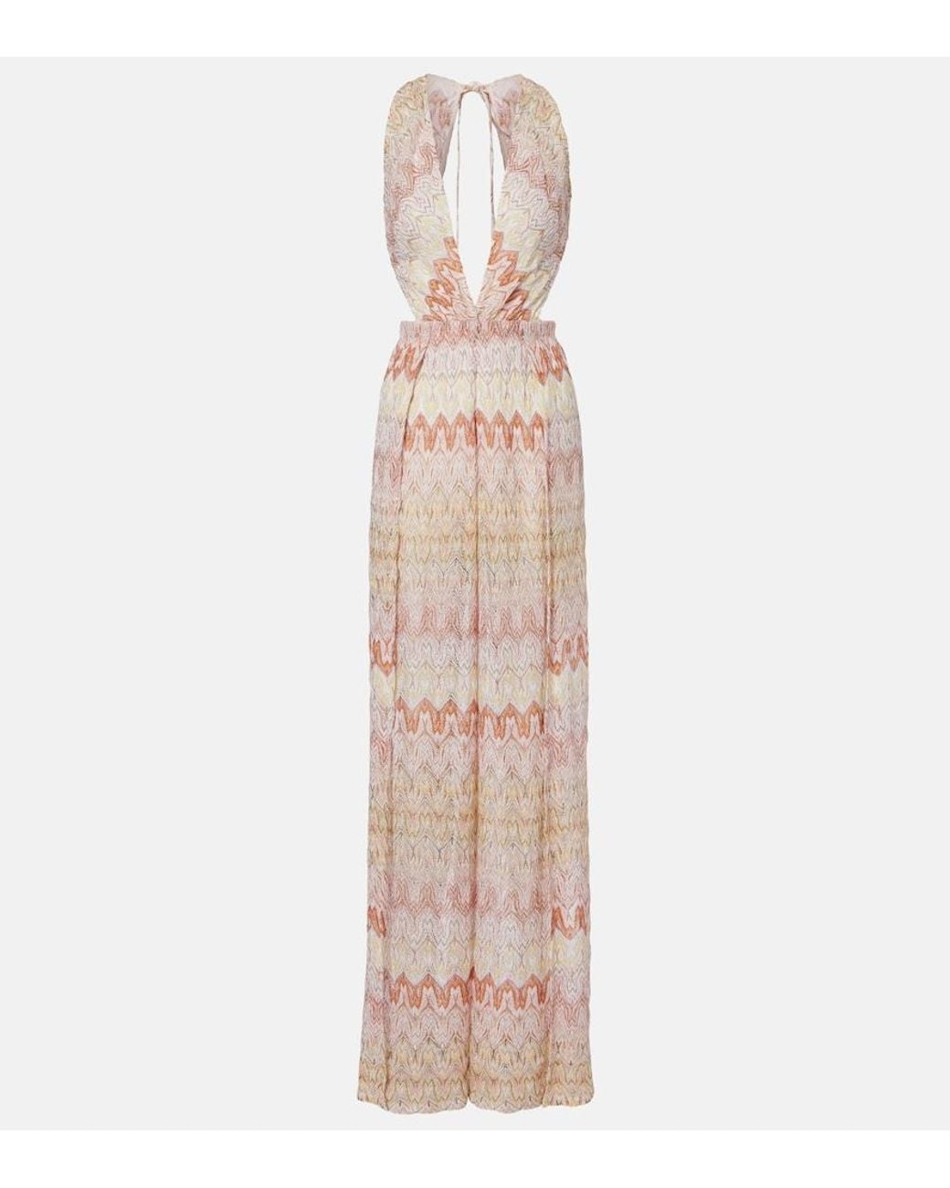 Missoni Natural Open-Back Lame Jumpsuit
