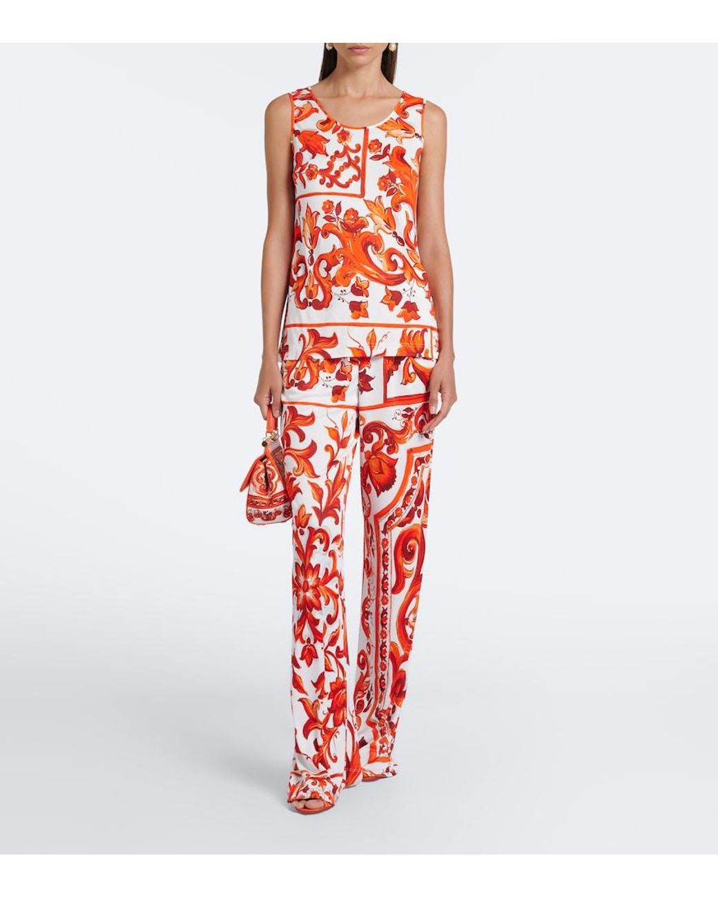 Dolce & Gabbana Orange Majolica Tank Top