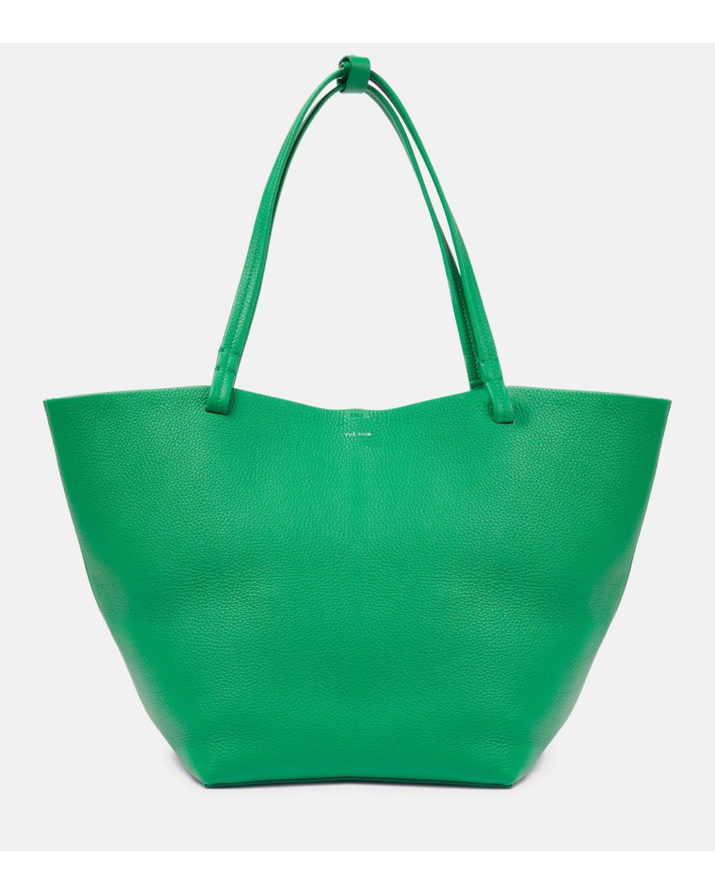The Row Park Small Leather Tote Bag in Green | Lyst