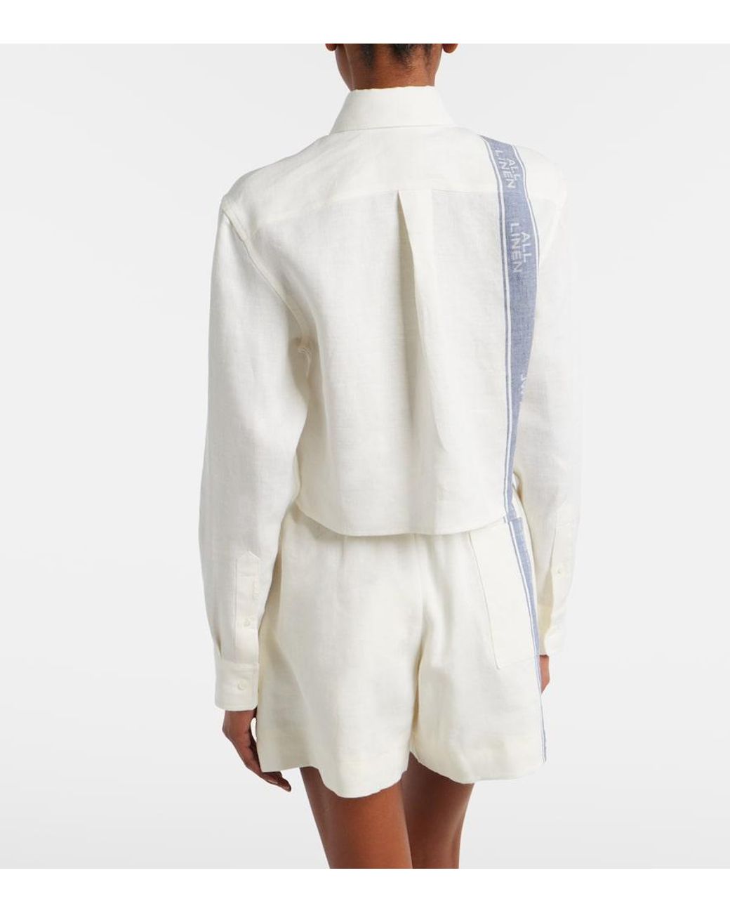 J.W. Anderson White Cropped Linen Shirt
