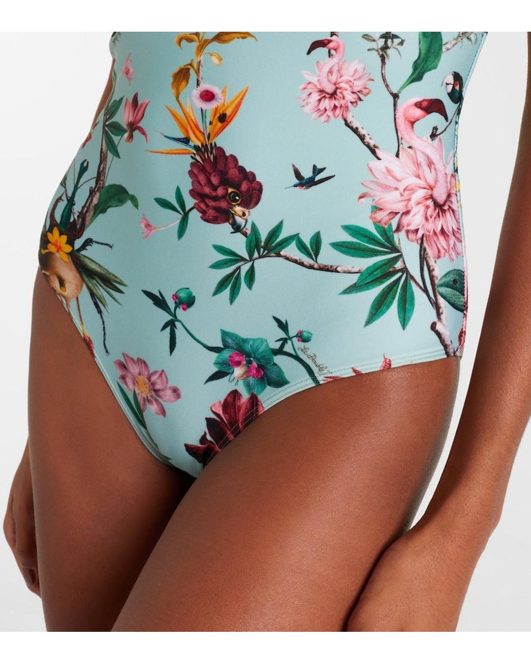 LaDoubleJ Green Printed Halterneck Swimsuit