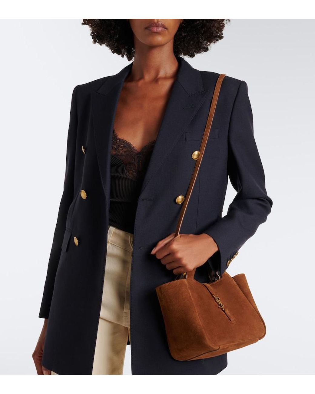 Saint Laurent Brown Le 5 A 7 Suede Shoulder Bag