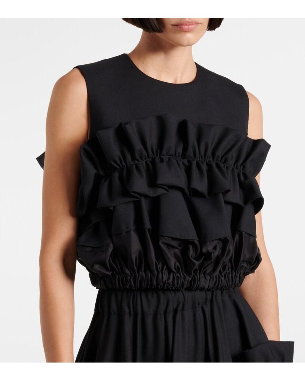Noir Kei Ninomiya Black Ruffled Wool Top