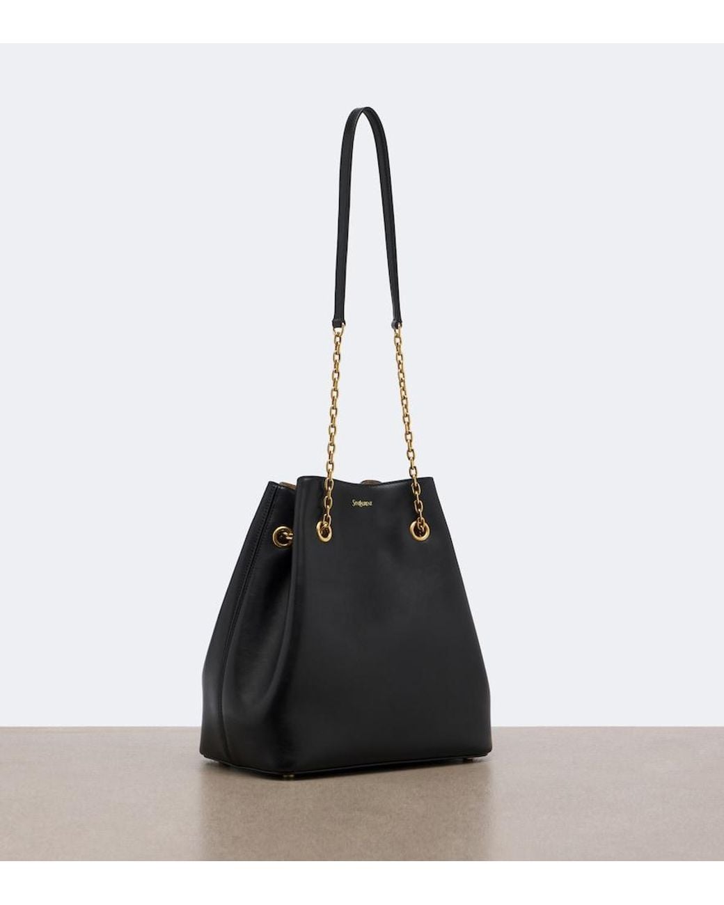 Saint Laurent Black Le Sailor Small Leather Bucket Bag