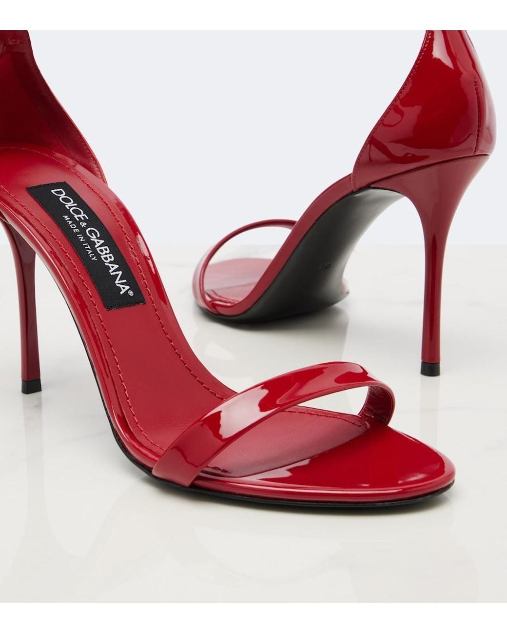 Dolce & Gabbana Red Dg Patent Leather Sandals