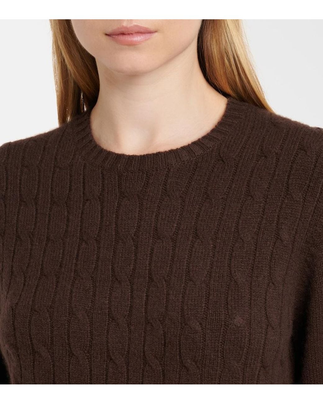 Jardin Des Orangers Brown Cable-Knit Cashmere-Blend Sweater