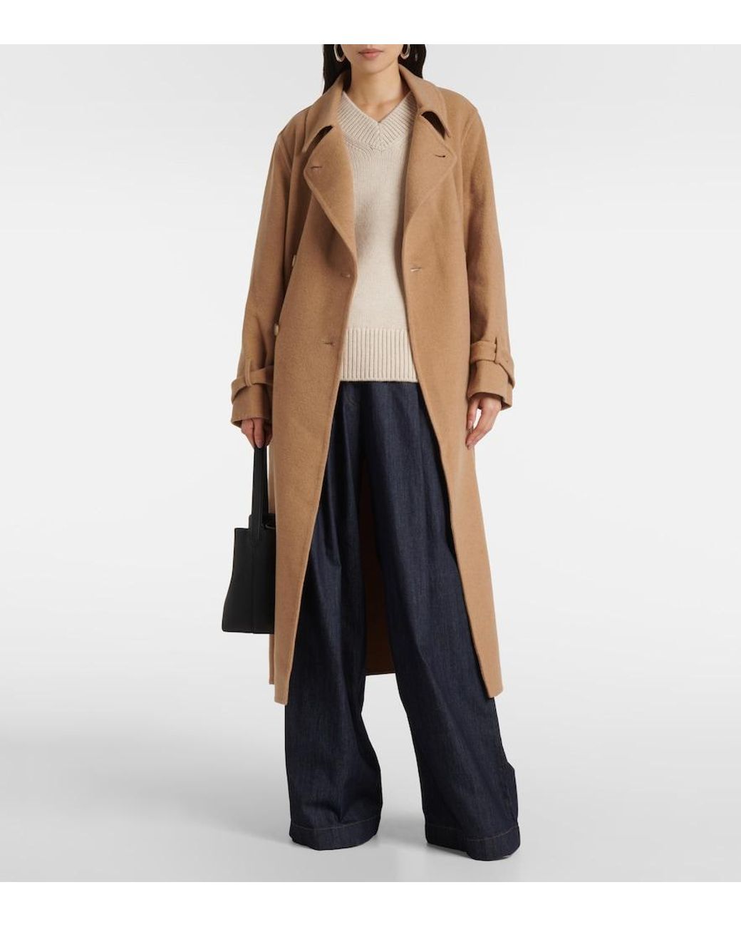 Vince Natural Belted Double-Breasted Wool Coat