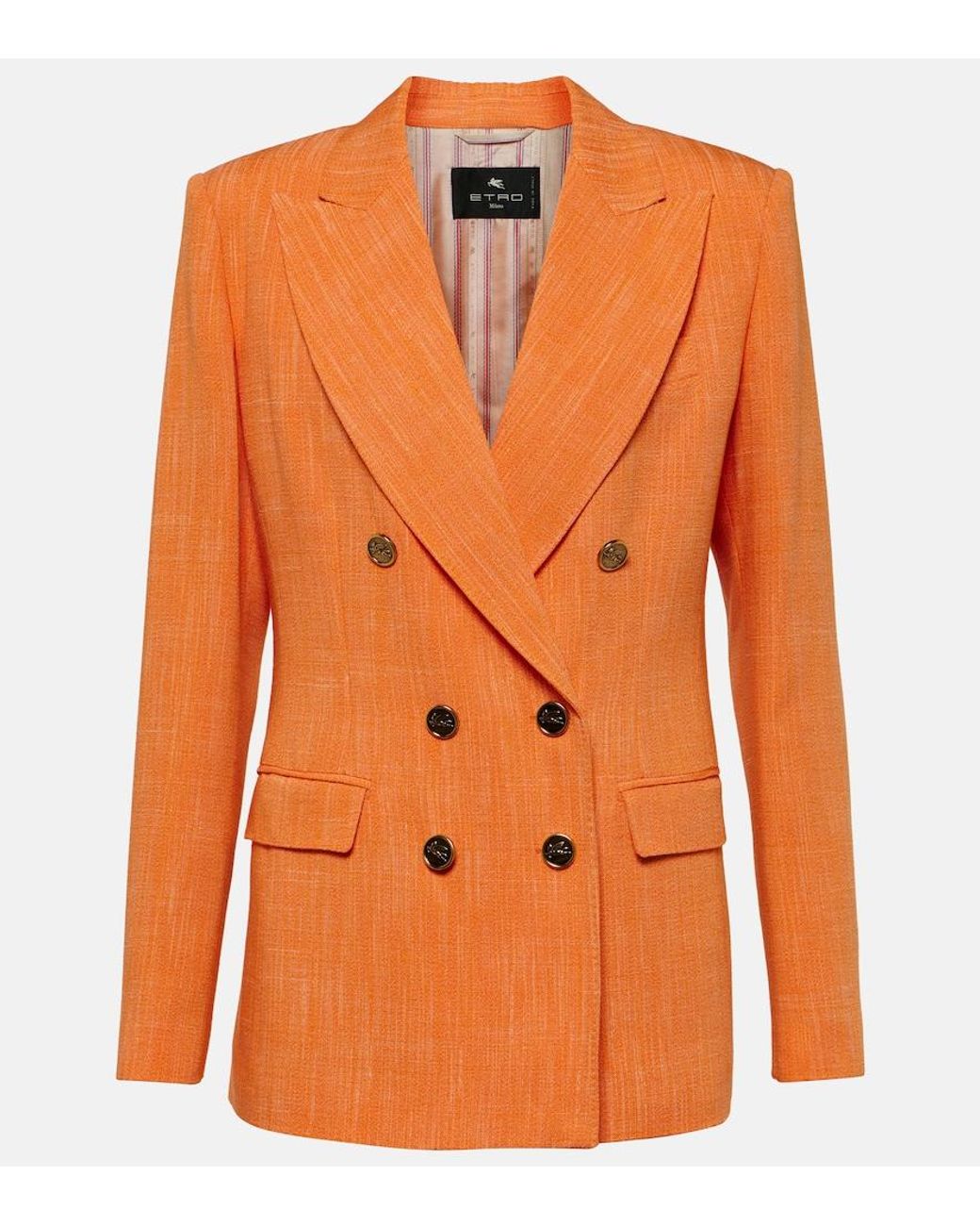 Etro Orange Double-Breasted Blazer