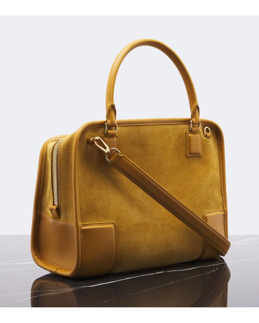 Loewe Yellow Amazona 180 Medium Suede Top-Handle Bag