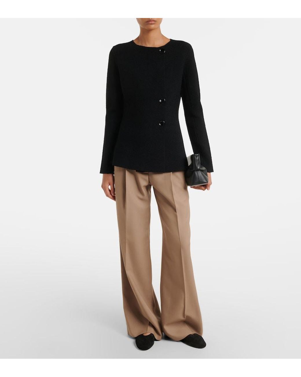 Proenza Schouler Natural Halima Wool-Blend Gabardine Wide-Leg Pants