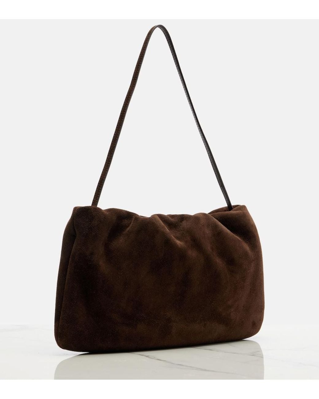 The Row Brown Schultertasche Bourse Medium Aus Veloursleder