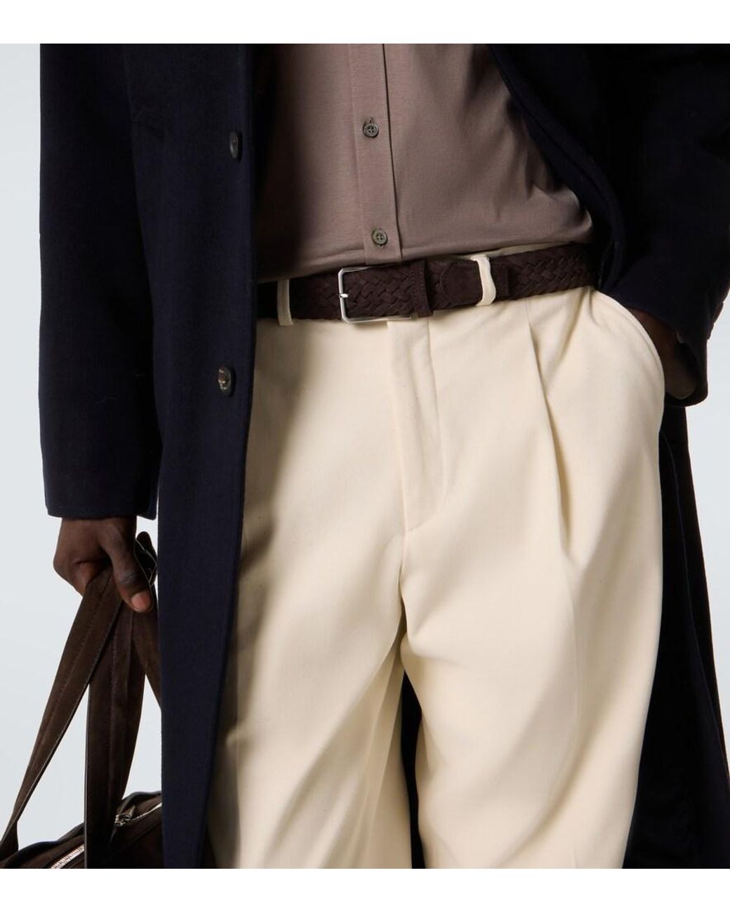 Canali Black Braided Suede Belt for men