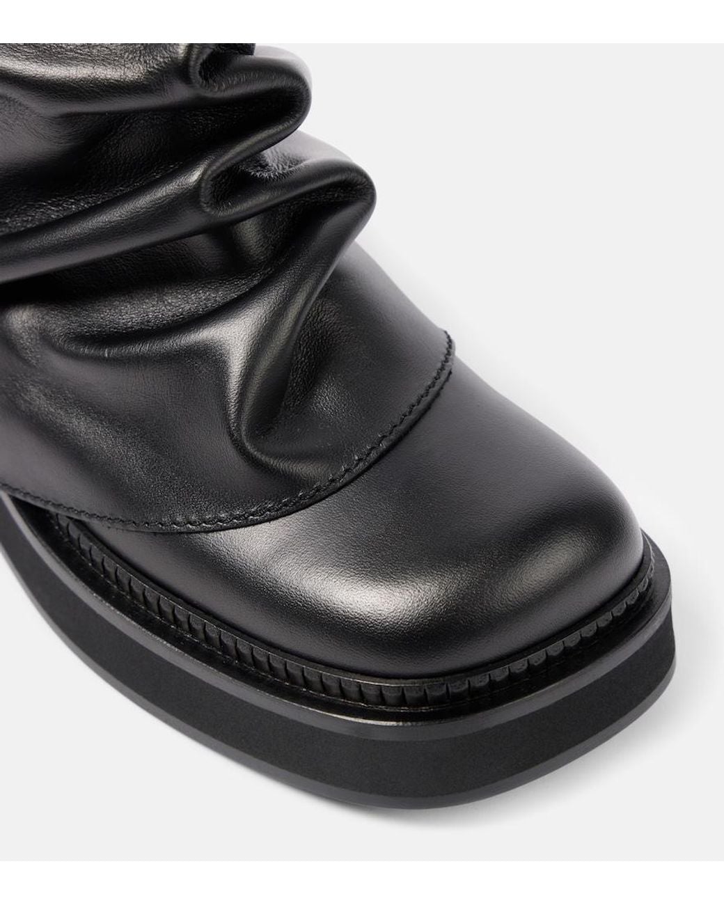 The Attico Black Robin Leather Ankle Boots