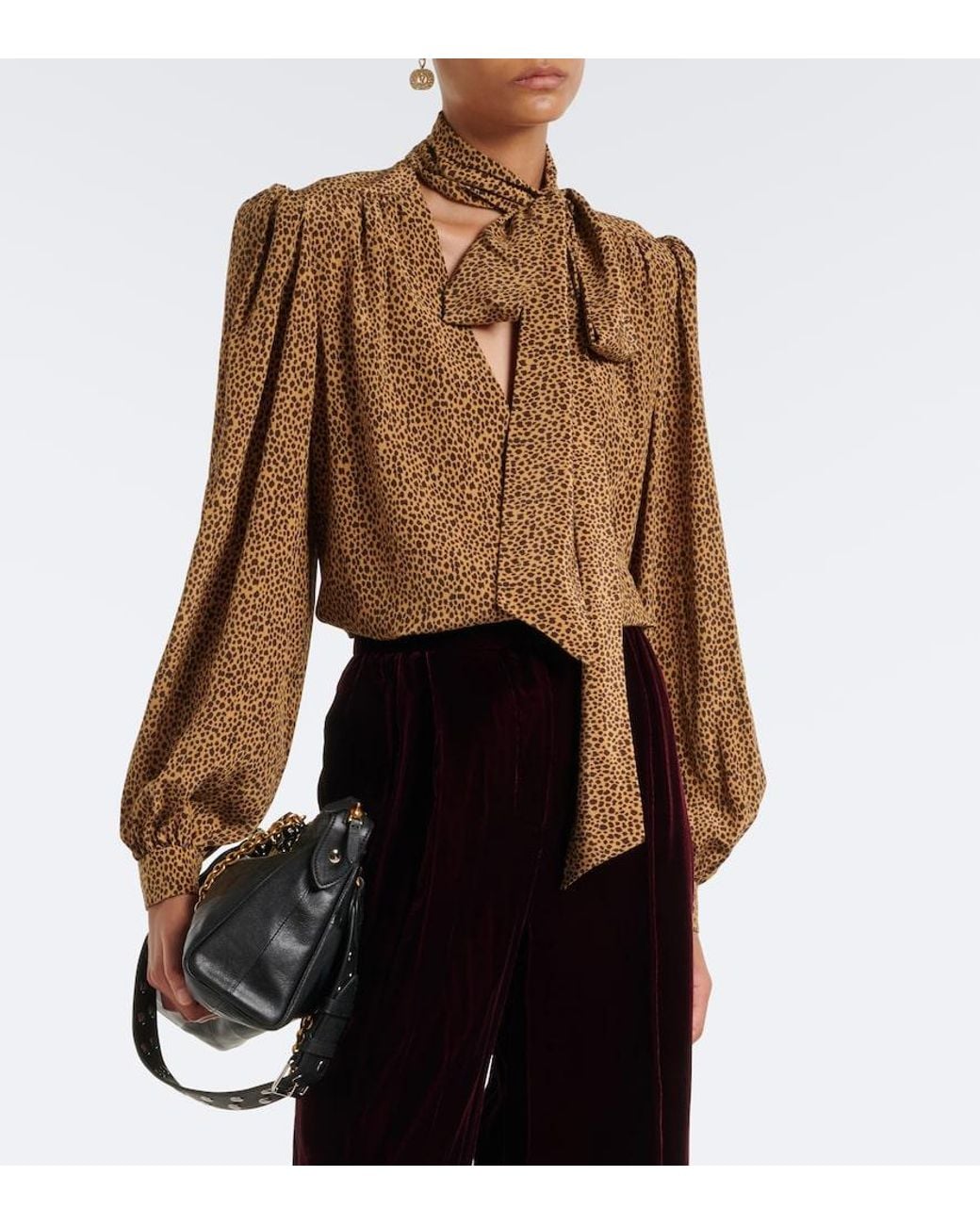 Valentino Garavani Natural Leopard Print Silk Blouse