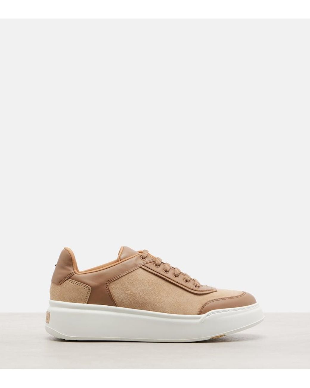 Max Mara Natural Maxisuede Leather-Trimmed Sneakers
