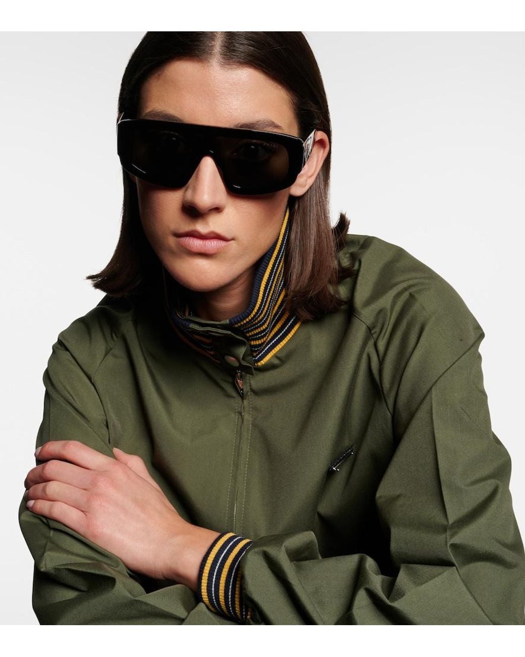 Prada Gray Logo Shield Sunglasses
