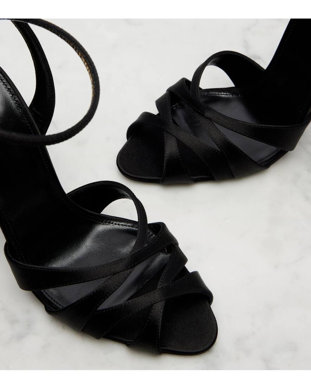 Saint Laurent Black Sandalen Aus Satin