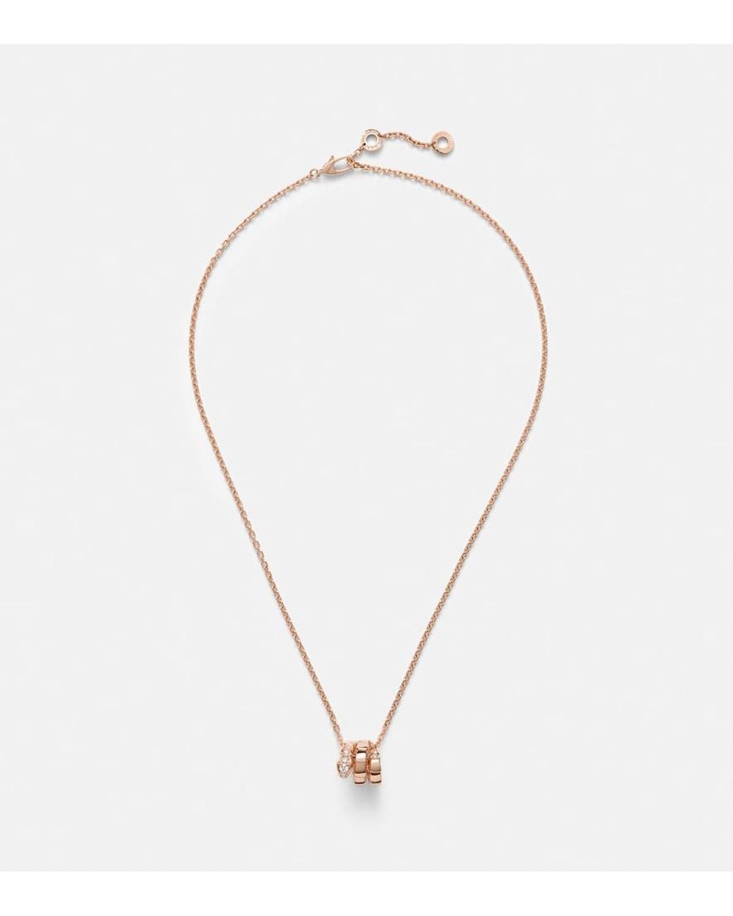 BVLGARI Metallic Serpenti Viper 18Kt Rose Pendant Necklace With Diamonds