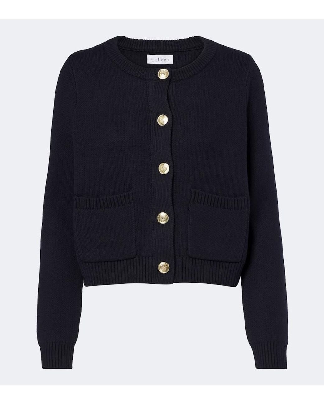Velvet Blue Mahal Cotton And Cashmere Cardigan