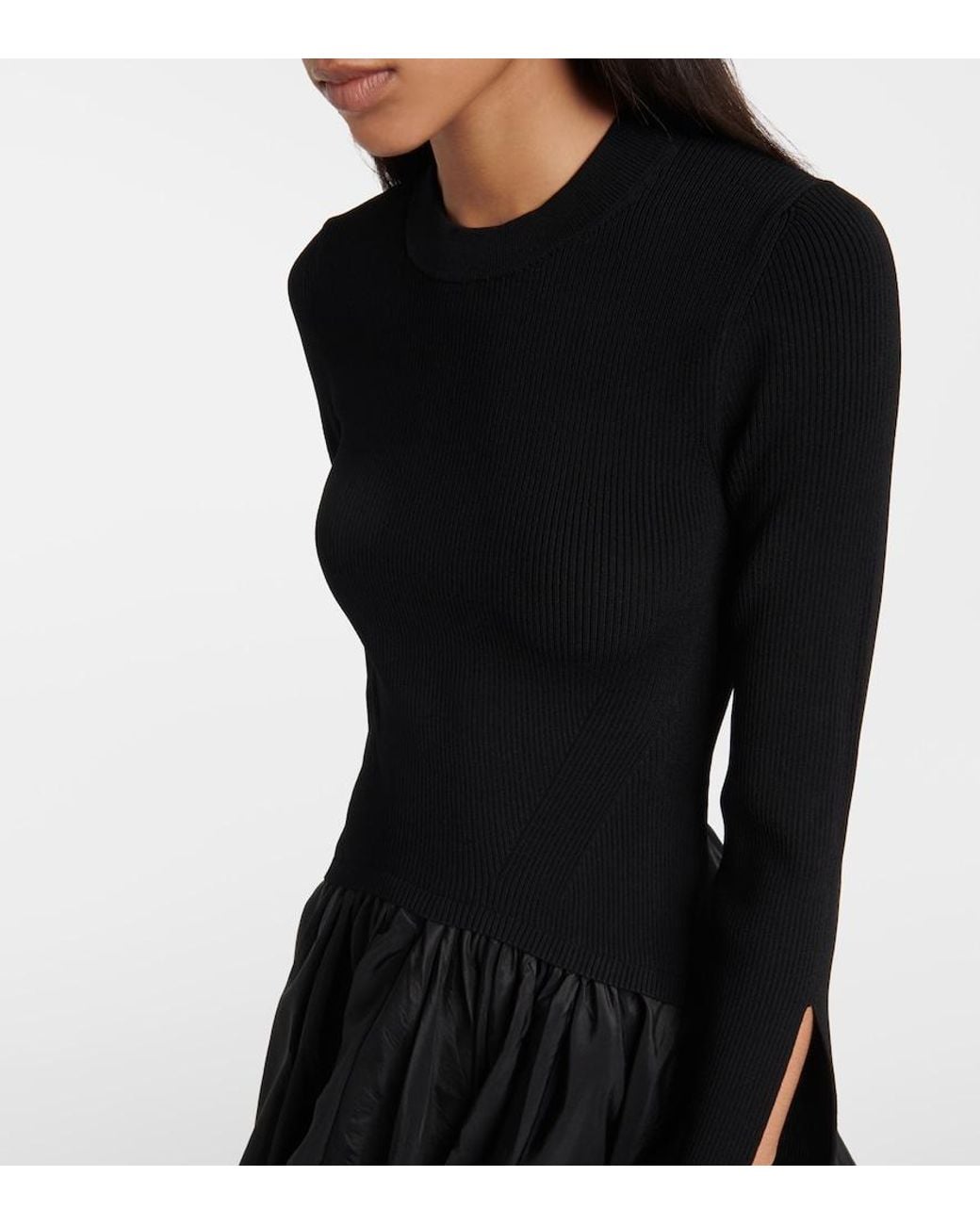 Jonathan Simkhai Black Kenlie Taffeta-Trimmed Midi Dress