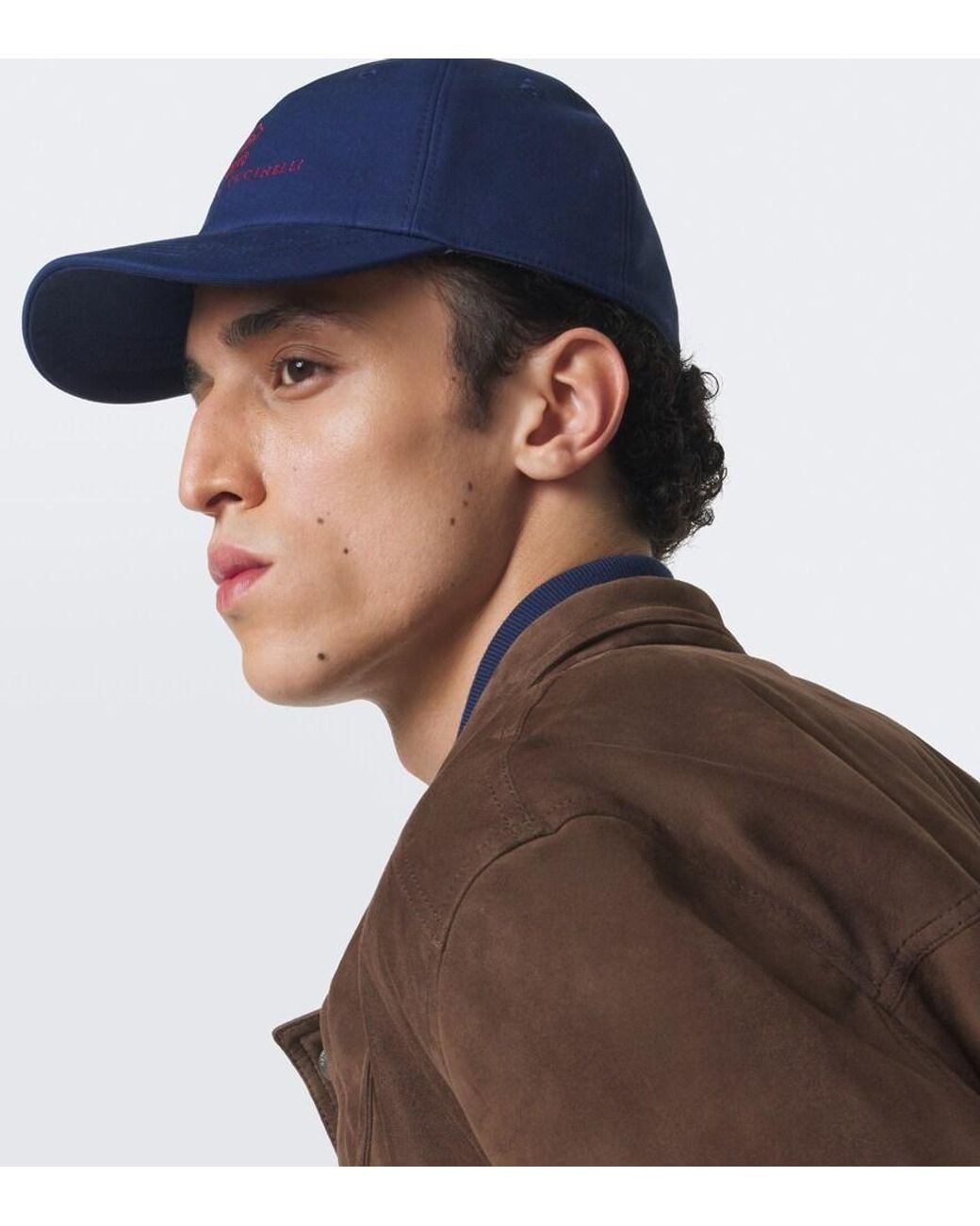 Brunello Cucinelli Blue Logo Cotton Canvas Baseball Cap for men