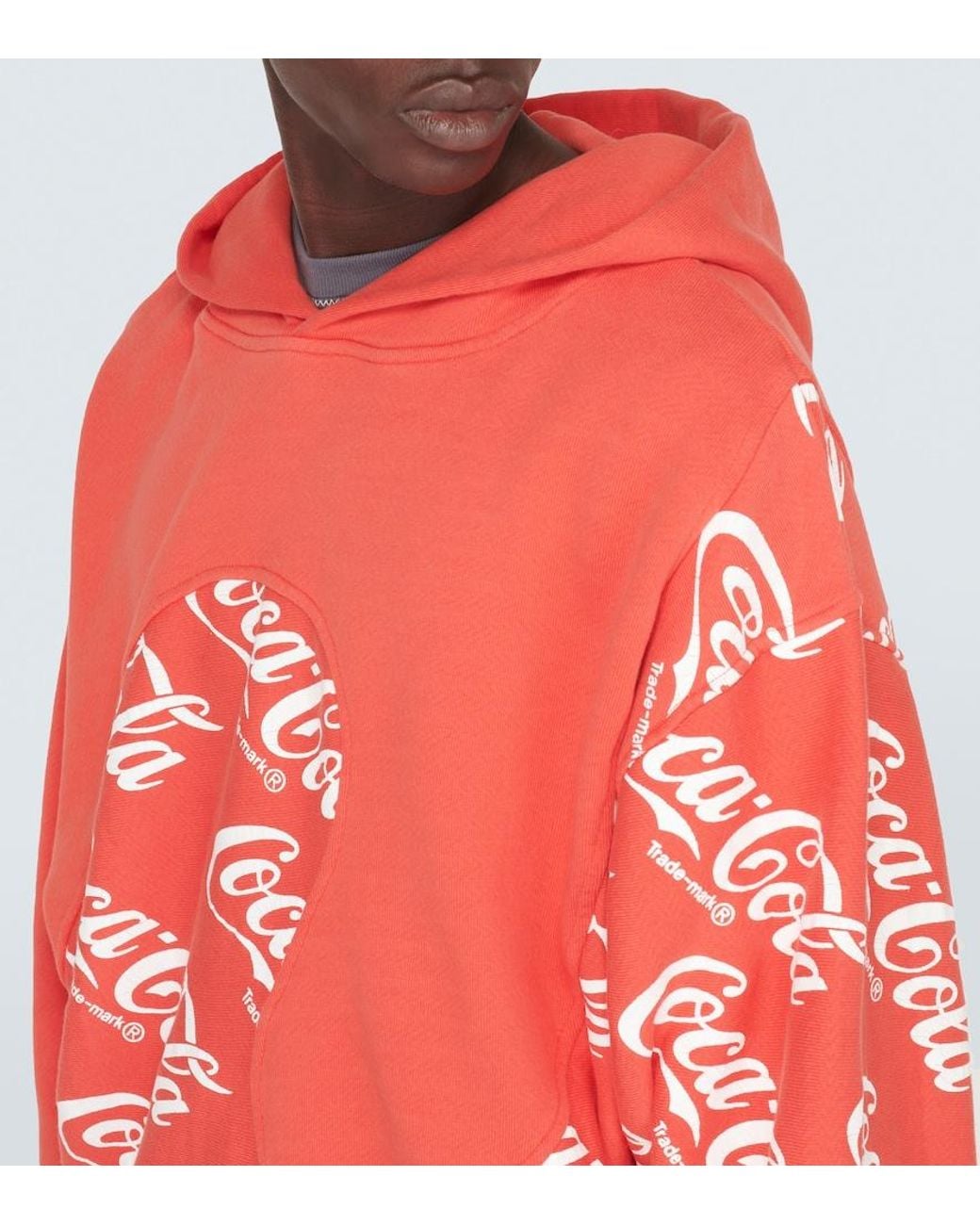 ERL Red Printed Cotton Hoodie for men