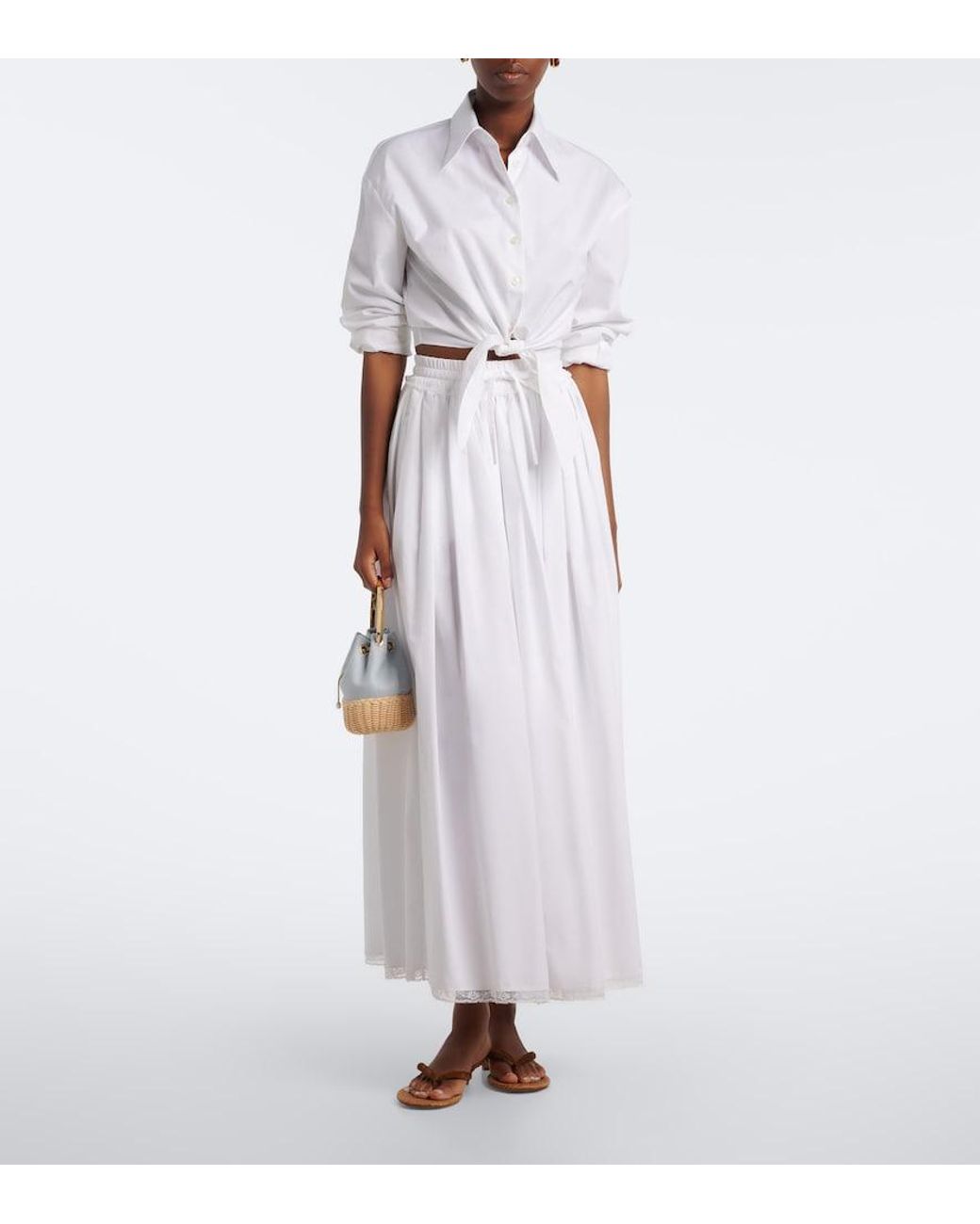 Jimmy Choo Blue Bon Bon Canvas And Wicker Bucket Bag