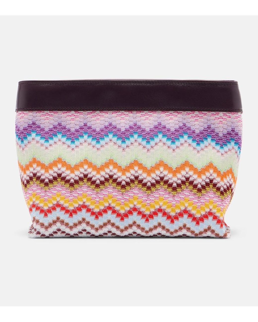 Missoni Blue Zigzag Large Leather-Trimmed Lame Clutch