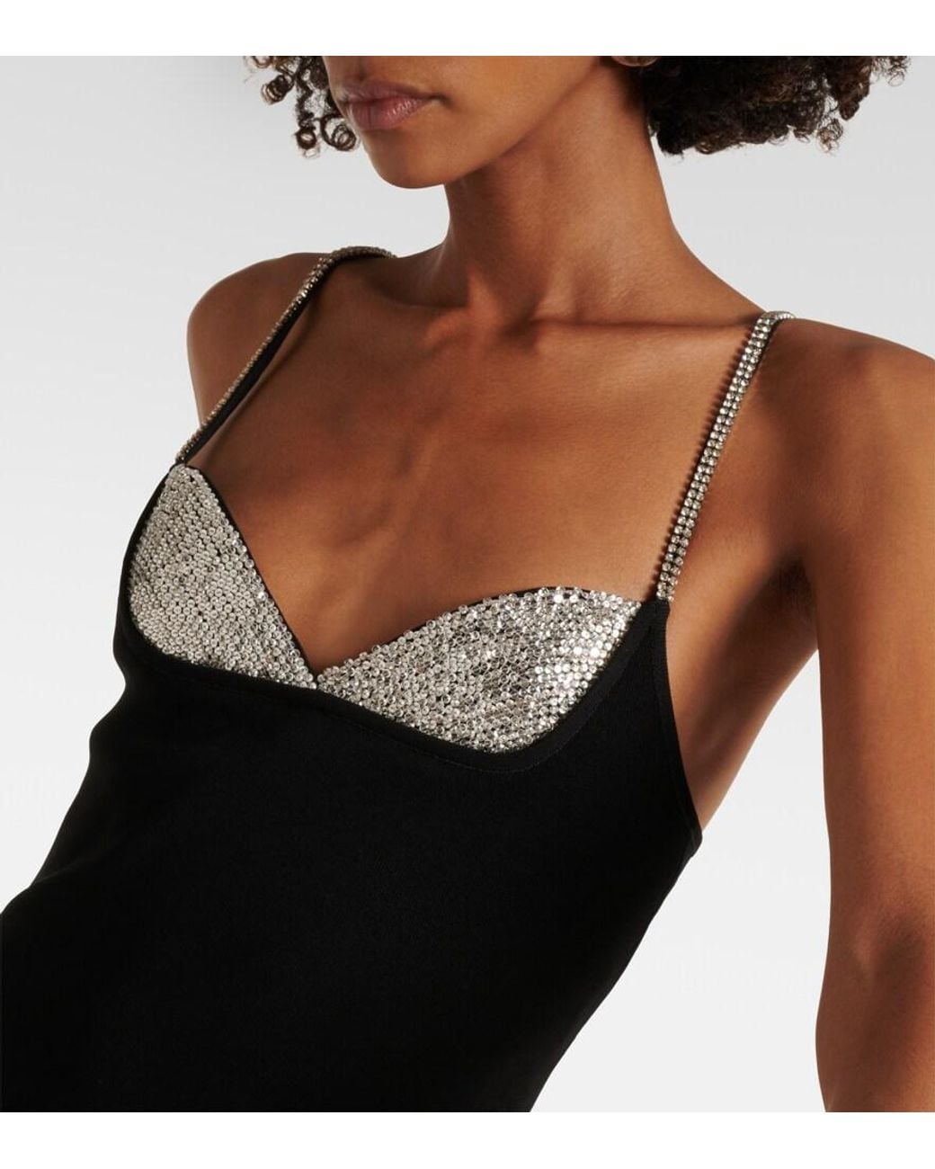 Balmain Black Dress With Shimmering Crystals