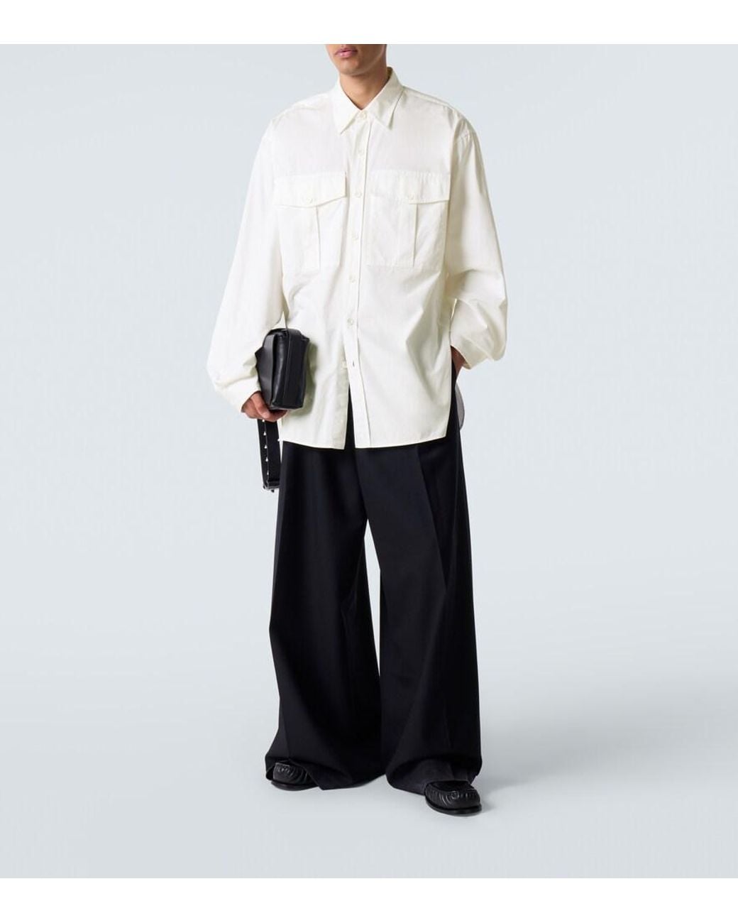 Dries Van Noten White Oversized Cotton Twill Shirt for men
