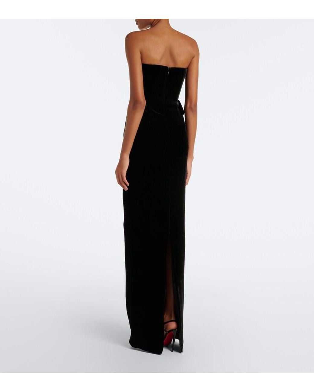 The New Arrivals Ilkyaz Ozel Black Delphis Velvet Bustier Gown