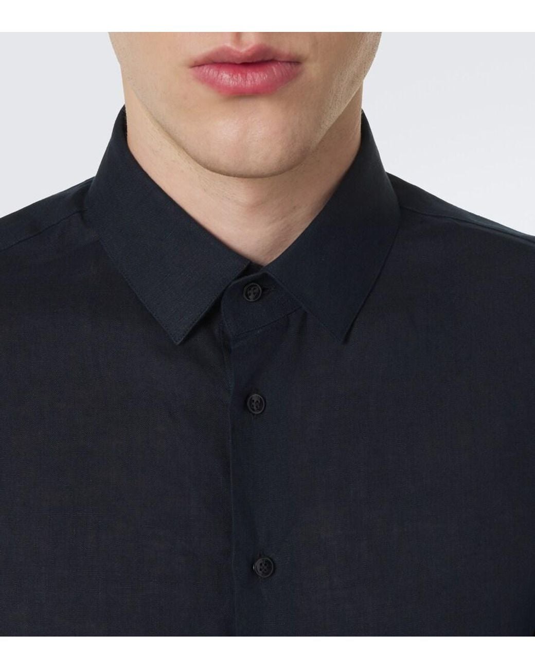 Giorgio Armani Blue Linen Shirt for men