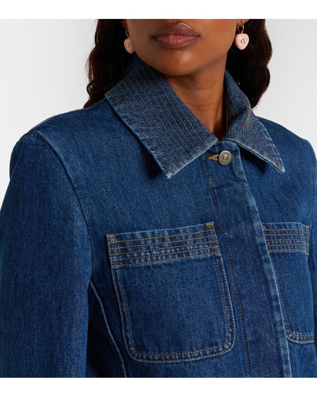 Valentino Blue Vgold Denim Field Jacket
