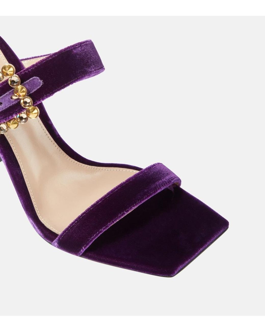 Gianvito Rossi Purple Wondy Embellished Velvet Mules