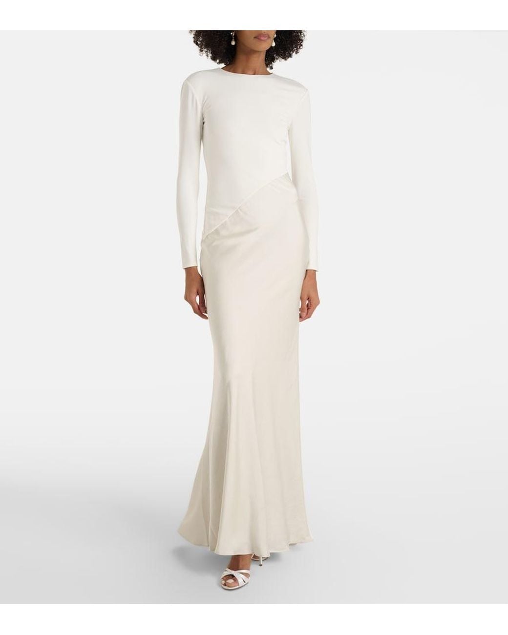 Roland Mouret White Satin And Jersey Gown