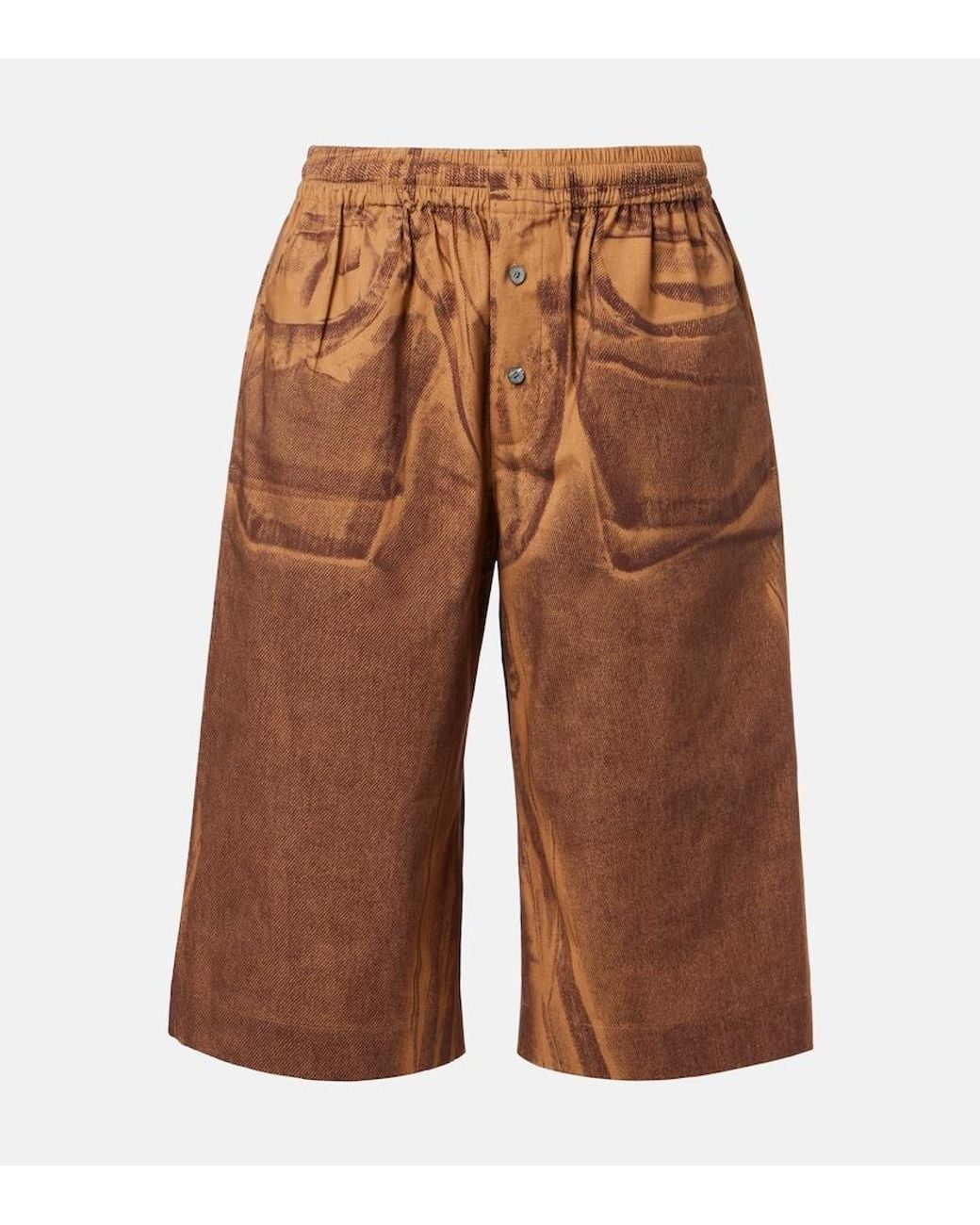 Acne Brown Printed Cotton Bermuda Shorts