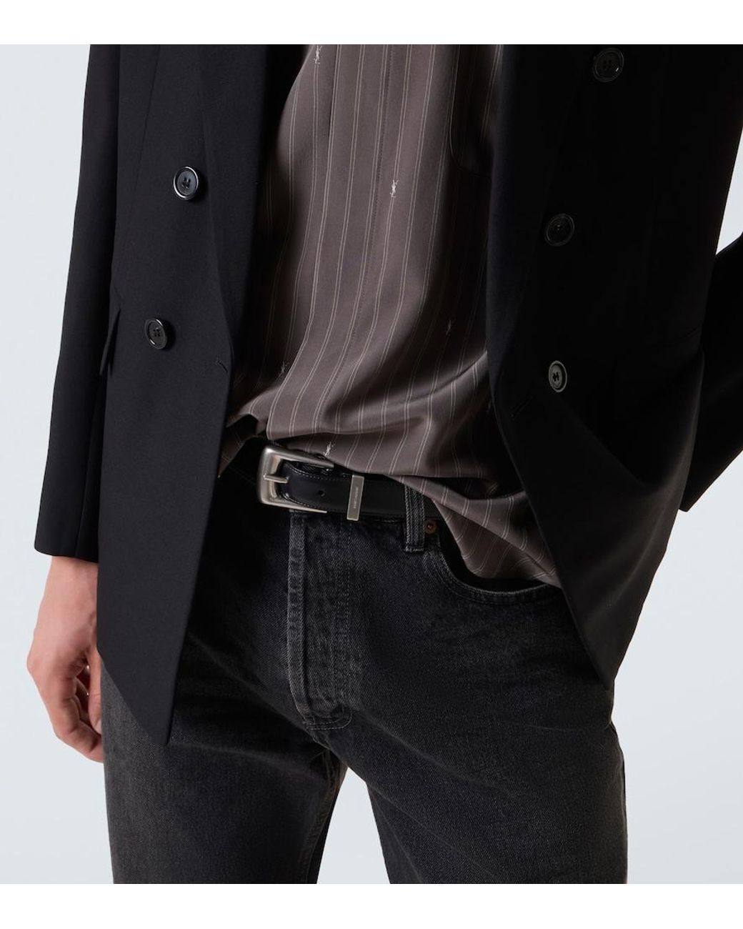 Saint Laurent Black Leather Belt for men