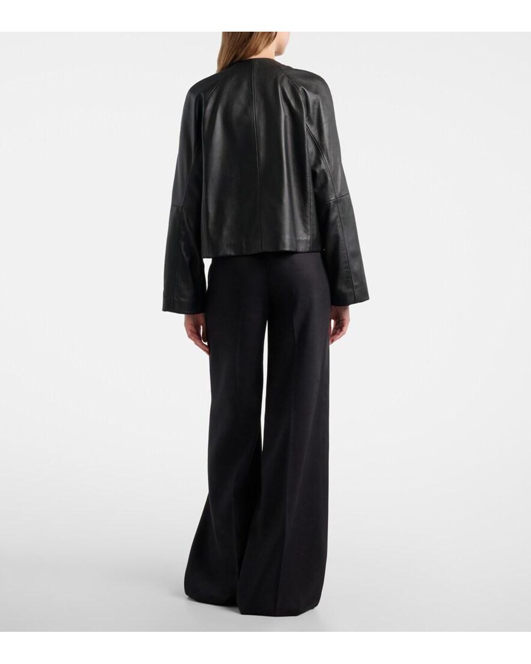 Max Mara Black Linen And Silk Twill Wide-Leg Pants