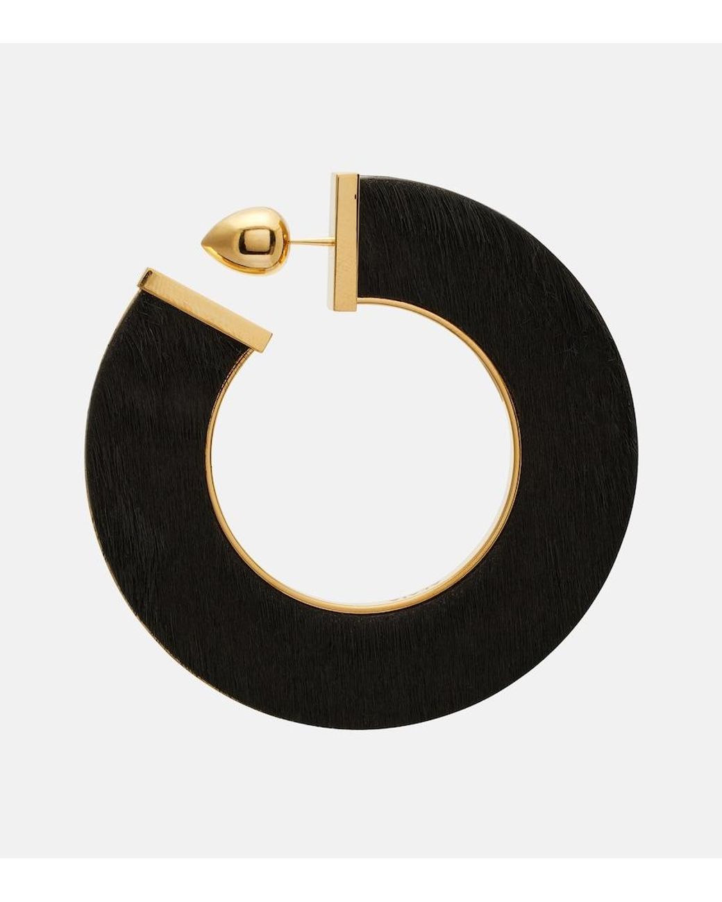 Alaïa Black Blade Medium Leather Hoop Earrings