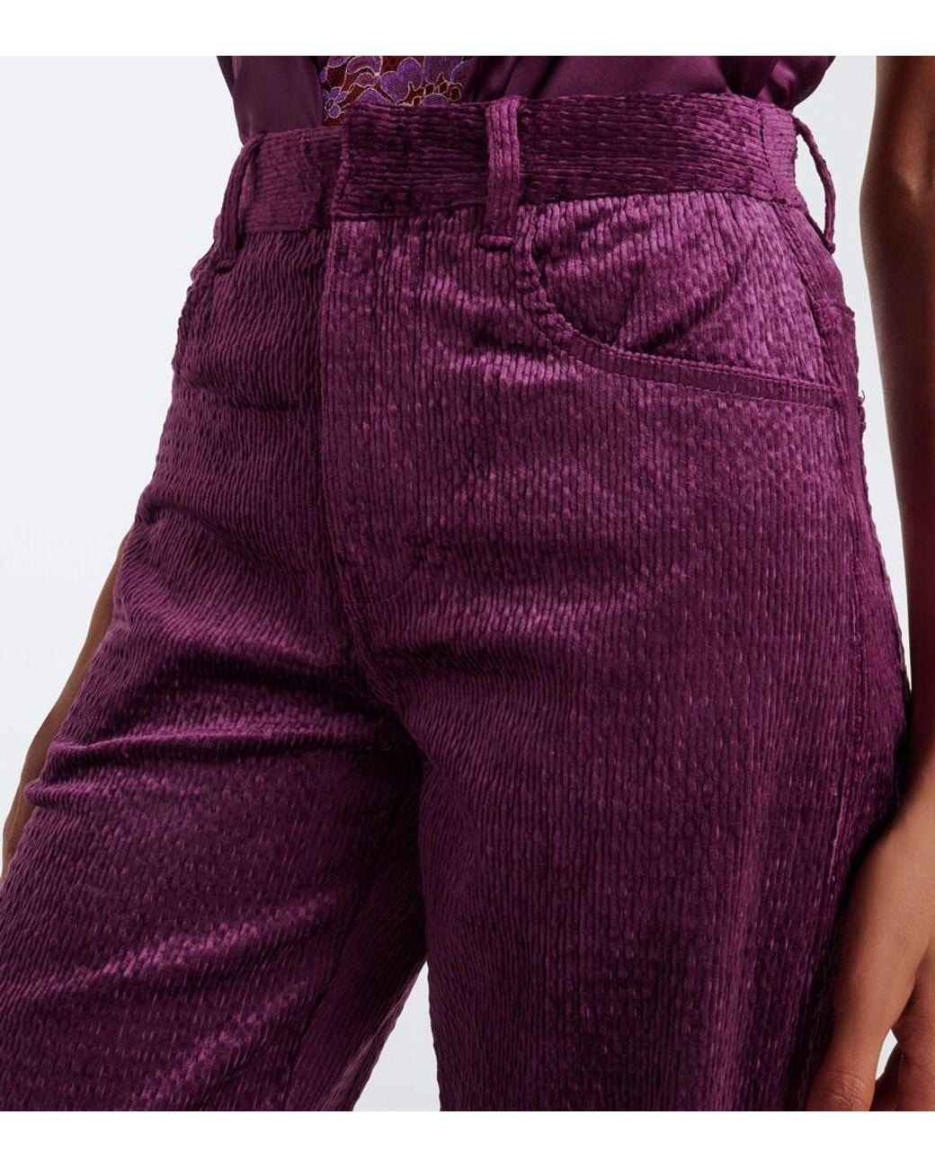 Christopher Esber Purple Ava Cotton-Blend Corduroy Straight Pants