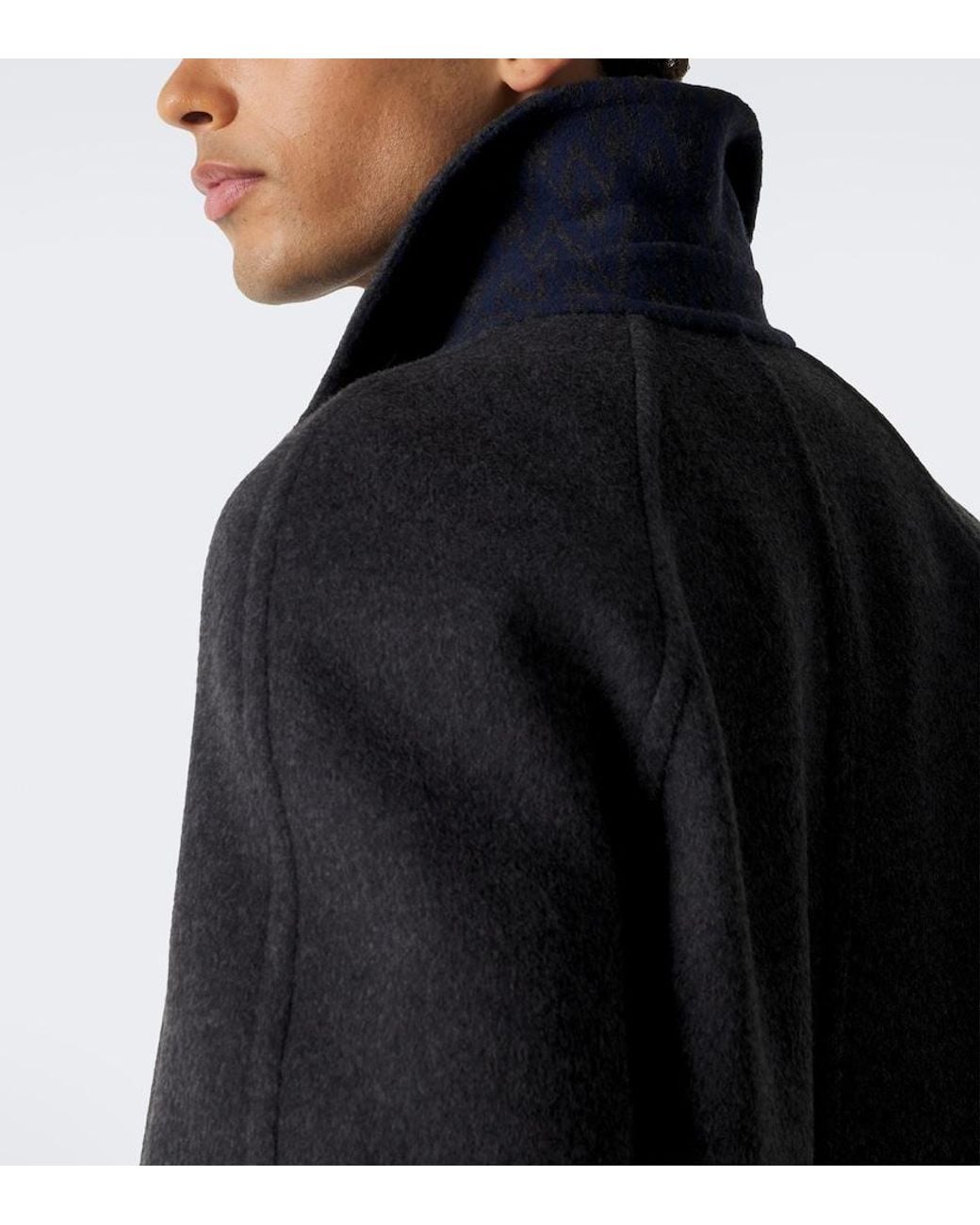 Valentino Blue Wool And Silk Coat for men